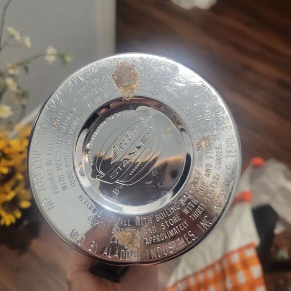 VTG Stanley Aladdin A-944C Quart Steel Vacuum Thermos Bottle W/ Black Handle - Picture 10 of 13